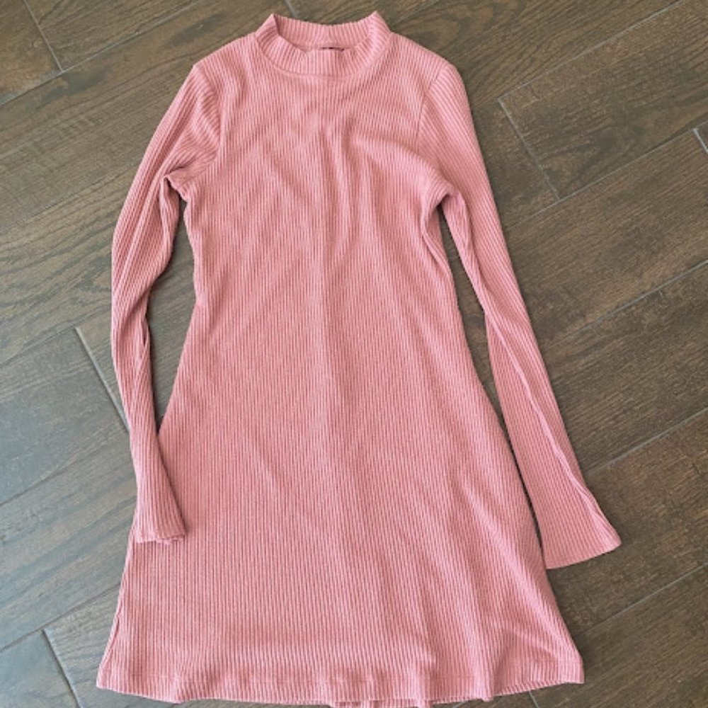 Hollister Mockneck Wool Ribbed Long Sleeve Sweater Dress
